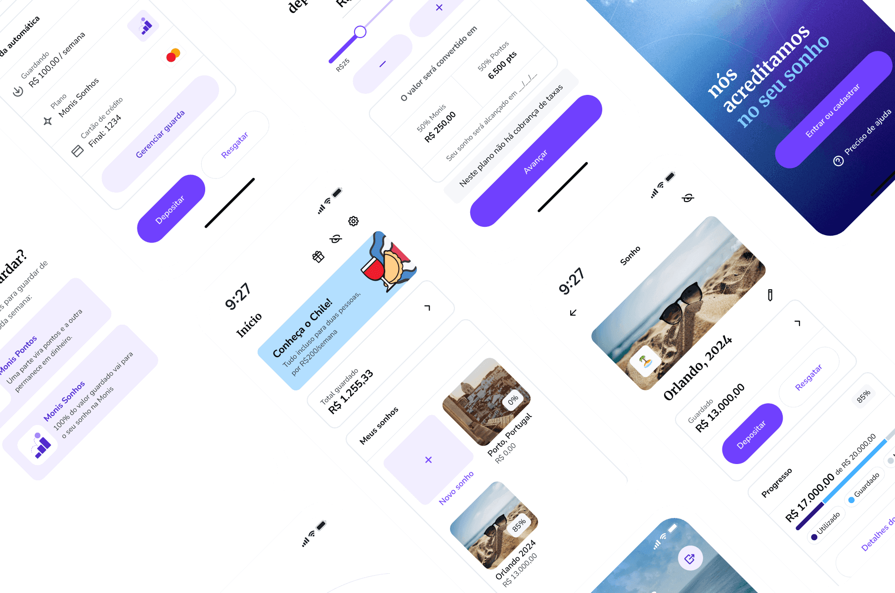 Mosaico de telas do Monis app
