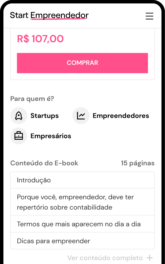 Página de produto no mobile
